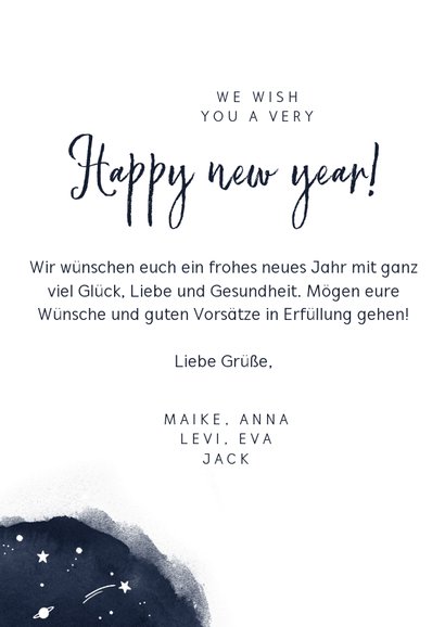 Neujahrskarte mit Wasserfarbe, Foto und Sternen 3