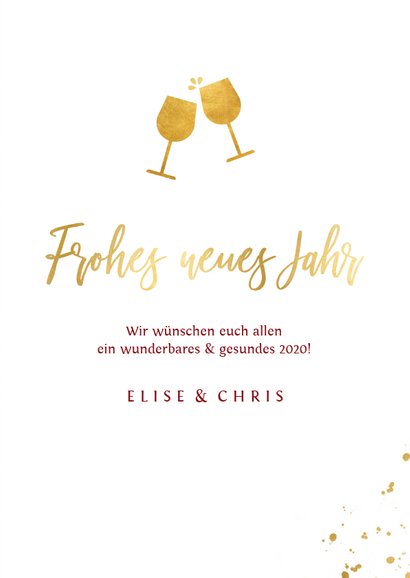 Neujahrskarte rot mit Foto und Goldakzenten 3