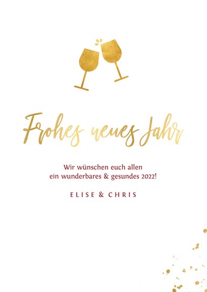 Neujahrskarte rot mit Foto und Goldakzenten 3