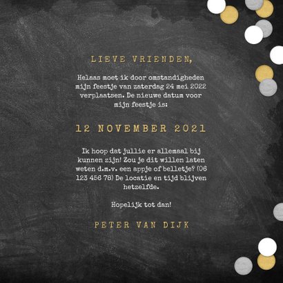 New Date uitnodigingskaart krijtbord en confetti 3