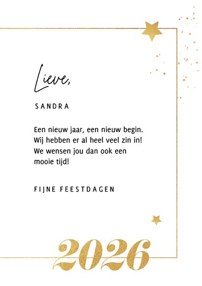 Nieuwjaarkaart typografie goud sterren spetters foto 3