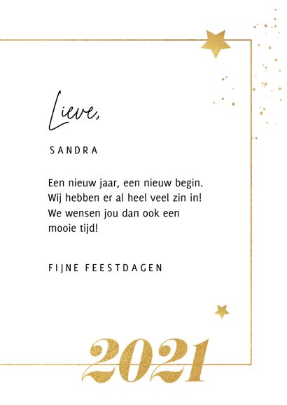 Nieuwjaarkaart typografie goud sterren spetters foto 3