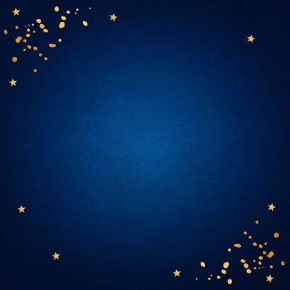 Nieuwjaarsborrel blauw uitnodiging confetti goudlook  Achterkant