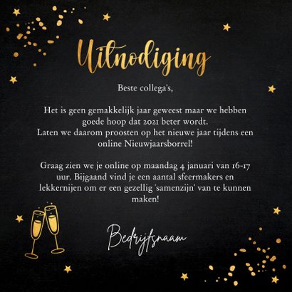 Nieuwjaarsborrel confetti typografie goudlook 3