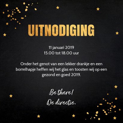 Nieuwjaarsborrel goud confetti typografie 2019 3