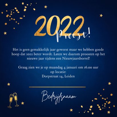 Nieuwjaarsborrel online uitnodiging confetti goudlook  3