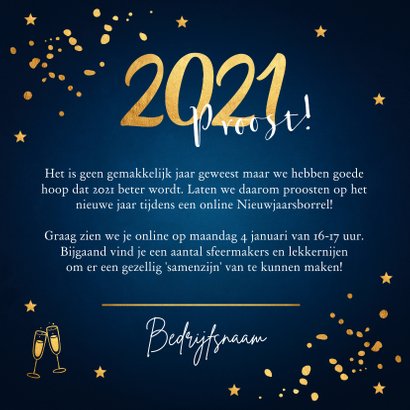 Nieuwjaarsborrel uitnodiging confetti goudlook online 3