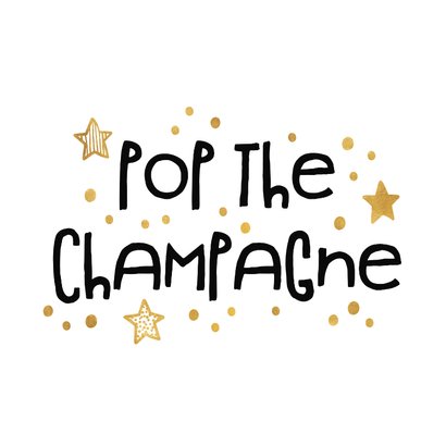 Nieuwjaarsborrel uitnodiging 'pop the champagne' goudlook 2