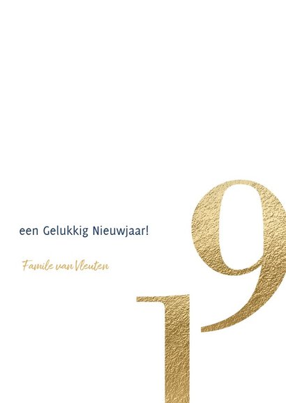 Nieuwjaarskaart 2019 goud en donker blauw 3