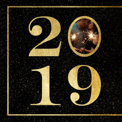 Nieuwjaarskaart 2019 met foto en gouden kader 2