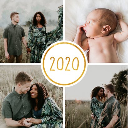 Nieuwjaarskaart '2020' met 4 foto's vierkant 2