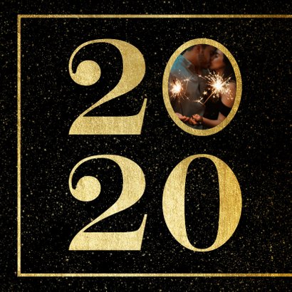Nieuwjaarskaart 2020 met foto en gouden kader 2