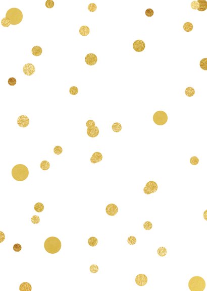 Nieuwjaarskaart 2021 confetti goud Achterkant