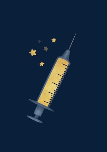Nieuwjaarskaart 2021 corona vaccin sterren gezond goud 2