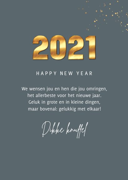 Nieuwjaarskaart 2021 goud cijfers spetters fotocollage 3