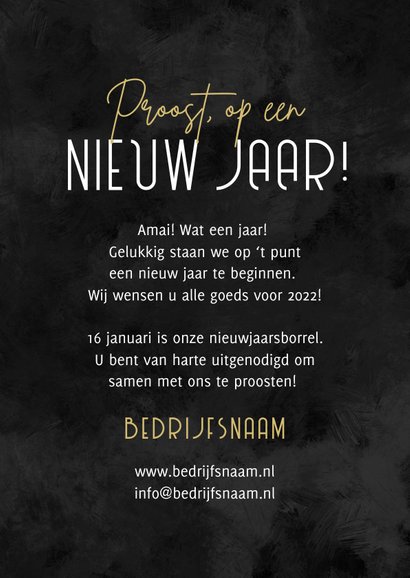 Nieuwjaarskaart 2022 vuurwerk champagne nieuwjaarsborrel 3