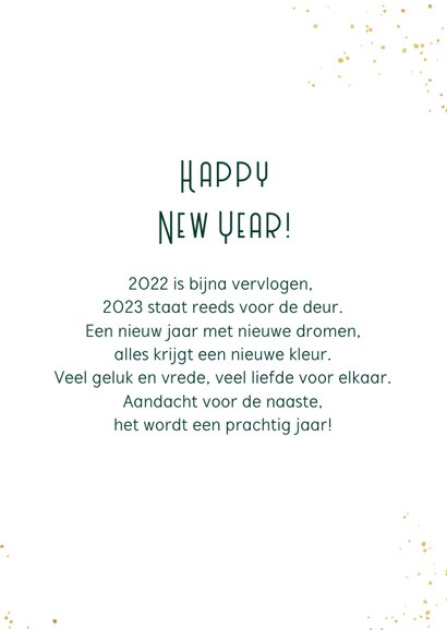 Nieuwjaarskaart 2023 goud sterretjes spetters 3