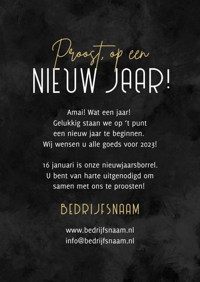 Nieuwjaarskaart 2023 vuurwerk champagne nieuwjaarsborrel 3