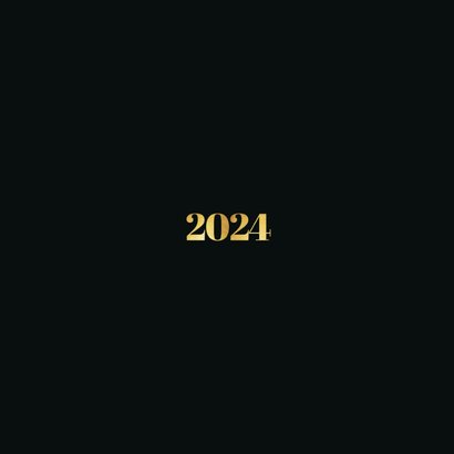 Nieuwjaarskaart 2024 goudlook met 2 foto's Achterkant