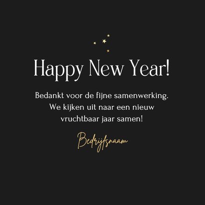 Nieuwjaarskaart 2026 vuurwerk bedankt kerstbal sterren goud 3