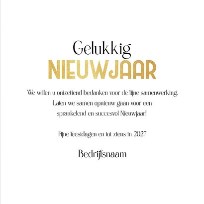 Nieuwjaarskaart bedankt champagne sterren logo 2027 3