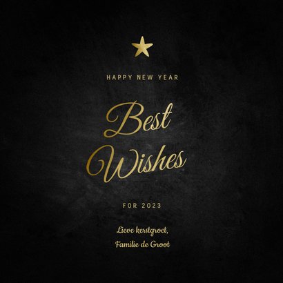 Nieuwjaarskaart Best Wishes klassiek met sterren 3