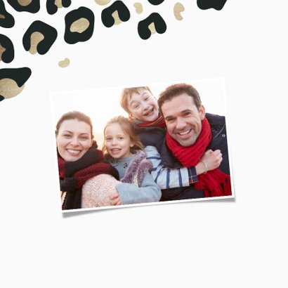 Nieuwjaarskaart Best wishes met foto goudlook panterprint 2