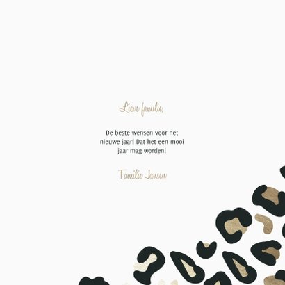 Nieuwjaarskaart Best wishes met foto goudlook panterprint 3
