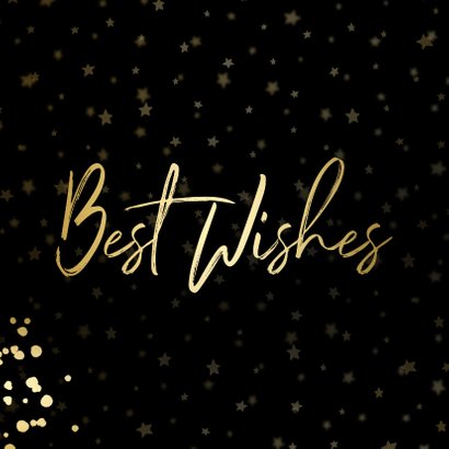 Nieuwjaarskaart Best Wishes sterren goud met confetti 2