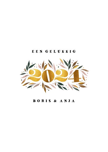 Nieuwjaarskaart botanisch '2024' goud met foto 3