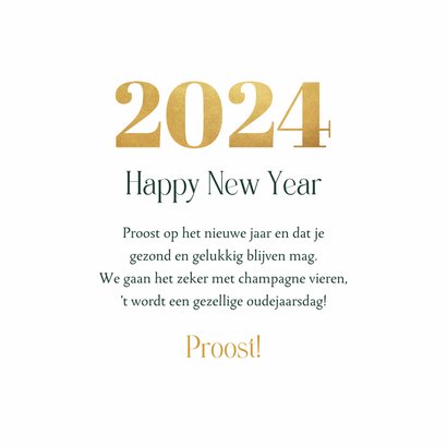 Nieuwjaarskaart champagne 2024 sterretjes goud feestdagen 3