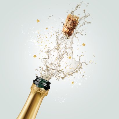 Nieuwjaarskaart champagne 2026 sterretjes goud feestdagen 2