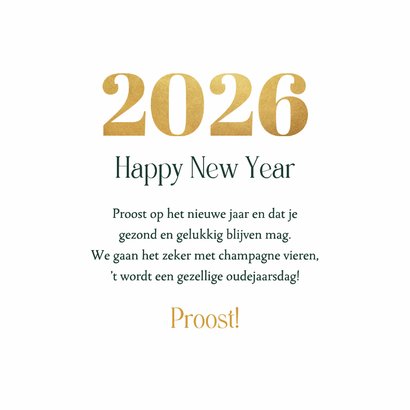 Nieuwjaarskaart champagne 2026 sterretjes goud feestdagen 3