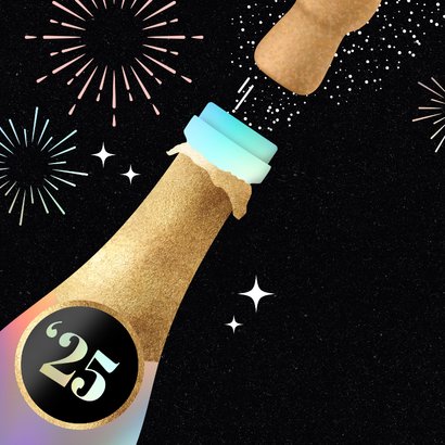 Nieuwjaarskaart champagne glazen vuurwerk 2