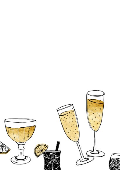 Nieuwjaarskaart champagne goud  2