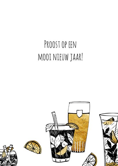 Nieuwjaarskaart champagne goud 3