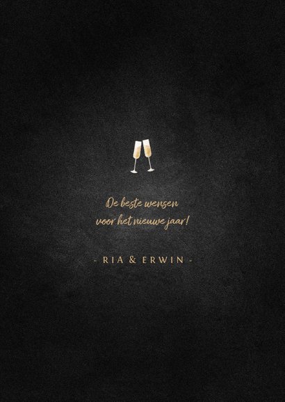 Nieuwjaarskaart champagne met gouden linten 3