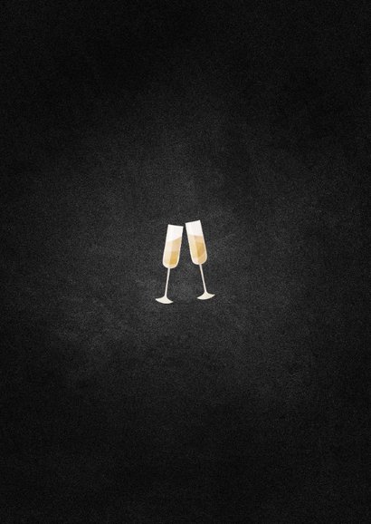 Nieuwjaarskaart champagne met gouden linten Achterkant