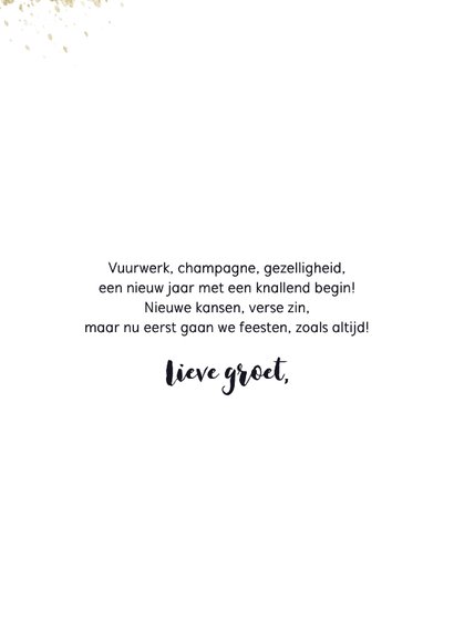 Nieuwjaarskaart champagne silhouet goudlook confetti strik 3