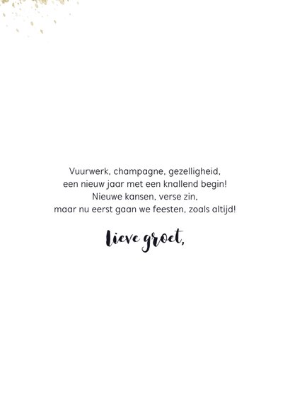 Nieuwjaarskaart champagne silhouet goudlook confetti strik 3