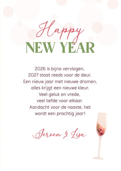 Nieuwjaarskaart cheers champagne happy new year hip 3