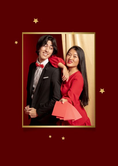 Nieuwjaarskaart Chinees fotocollage sterren paard 2