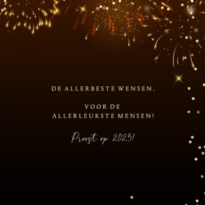 Nieuwjaarskaart chique goud vuurwerk kerstornament met tekst 3