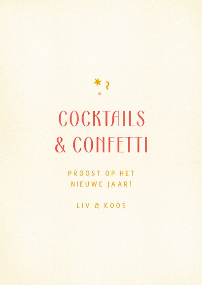 Nieuwjaarskaart cocktails & confetti simpel 3