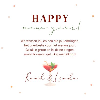 Nieuwjaarskaart cocktails en vuurwerk cheers 2023 3