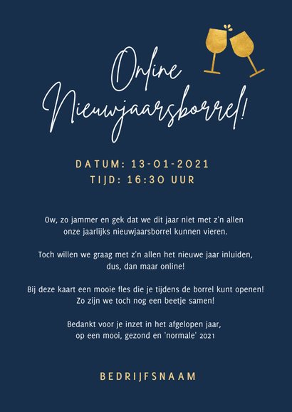 Nieuwjaarskaart Corona - Dan maar een papieren toost 3