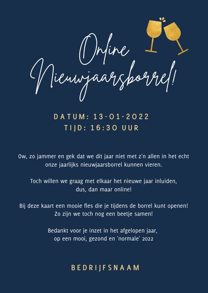 Nieuwjaarskaart Corona - Dan maar een papieren toost 3