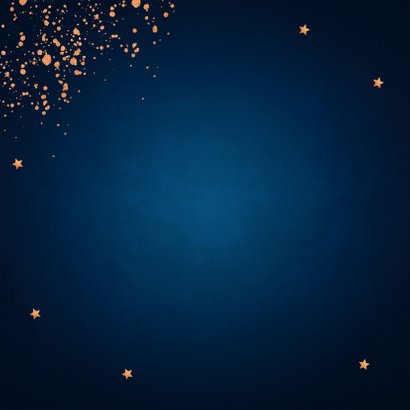 Nieuwjaarskaart donkerblauw koperlook confetti 2021 2