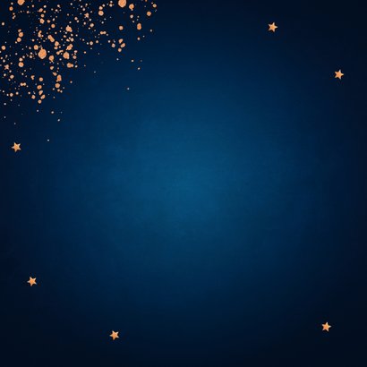 Nieuwjaarskaart donkerblauw koperlook confetti 2024 2