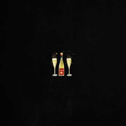 Nieuwjaarskaart fles champagne Achterkant